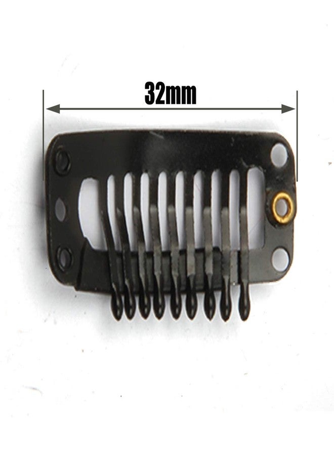 JFFX 30pcs Hair Extension Clip Stainless Steel Snap Clips for Hair Extensions DIY Wig Combs Toupee Clips 9-teeth 32mm 1.2g/pc (Black) - Image 2